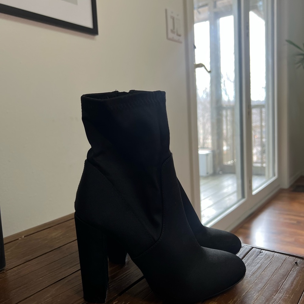 Sleek Black High-Heeled Ankle Boots
